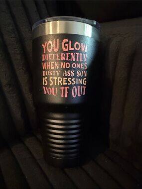 Hippie Runner Matte Black Travel Tumbler with Pink Ombre Quote